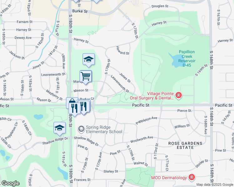 map of restaurants, bars, coffee shops, grocery stores, and more near 903 South 177th Circle in Omaha