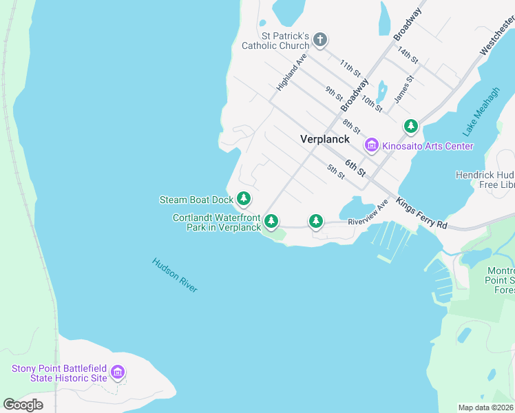 map of restaurants, bars, coffee shops, grocery stores, and more near 11 Broadway in Verplanck