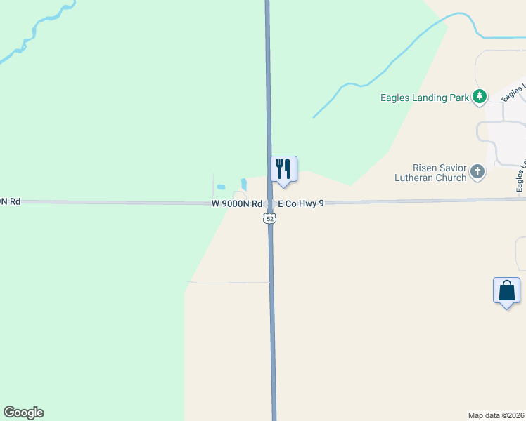 map of restaurants, bars, coffee shops, grocery stores, and more near 30 West 9000N Road in Manteno