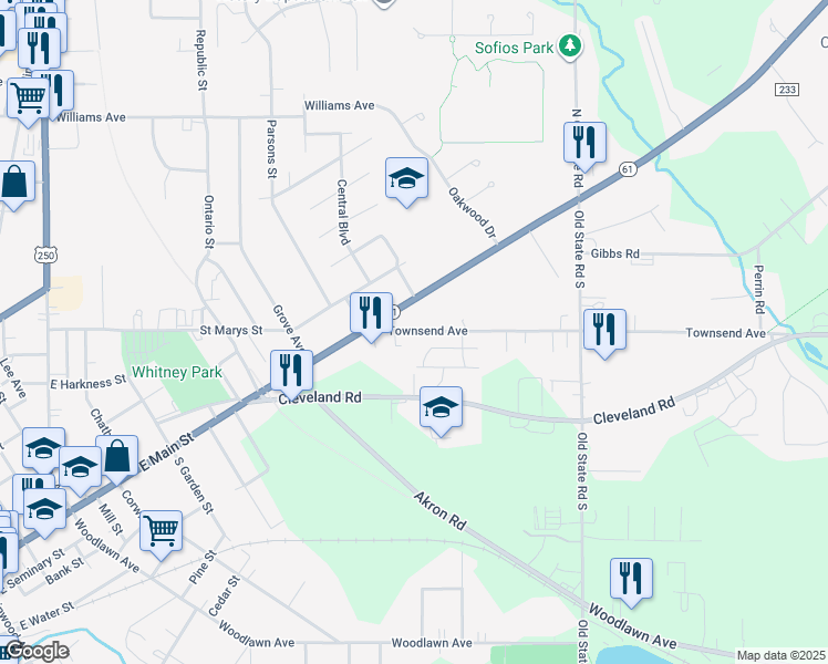 map of restaurants, bars, coffee shops, grocery stores, and more near 15 Townsend Avenue in Norwalk