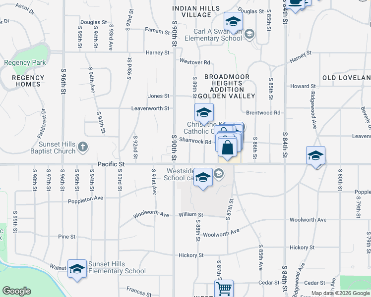 map of restaurants, bars, coffee shops, grocery stores, and more near 901 South 89th Street in Omaha