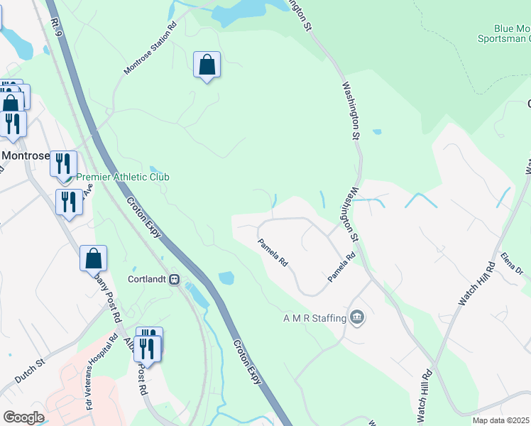 map of restaurants, bars, coffee shops, grocery stores, and more near 50 Pamela Road in Cortlandt