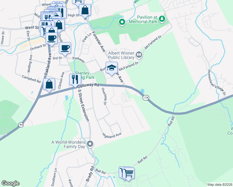 map of restaurants, bars, coffee shops, grocery stores, and more near 5 Hawthorne Avenue in Warwick
