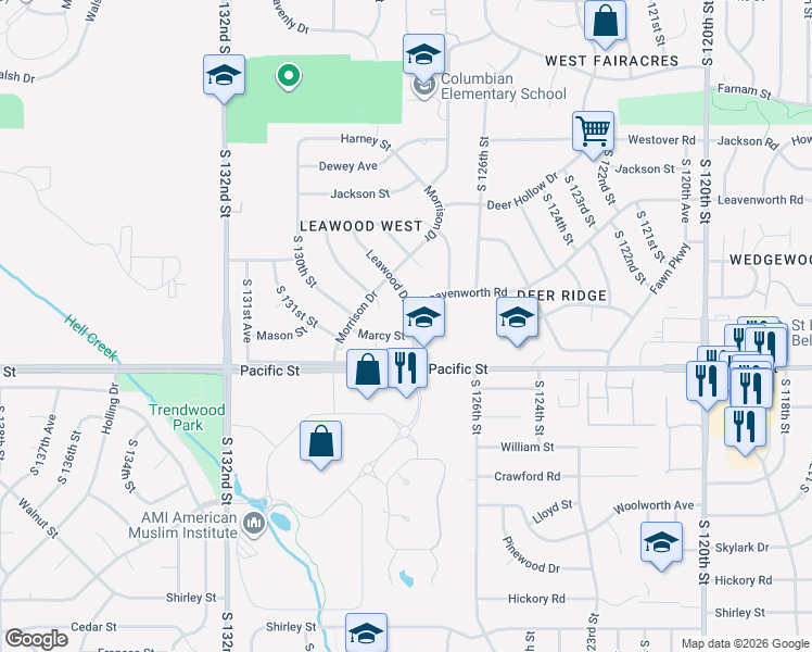 map of restaurants, bars, coffee shops, grocery stores, and more near 812 Leawood Drive in Omaha