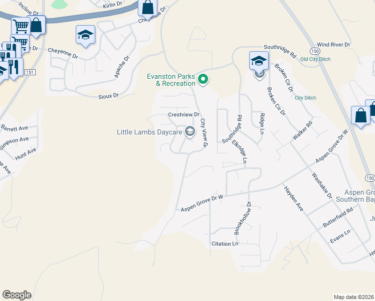 map of restaurants, bars, coffee shops, grocery stores, and more near 140 Del Rio Drive in Evanston