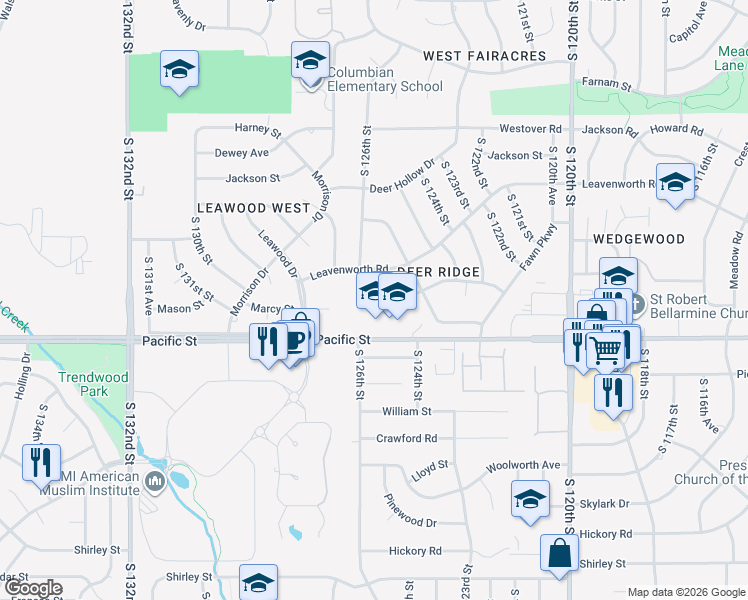 map of restaurants, bars, coffee shops, grocery stores, and more near 12531 Shamrock Road in Omaha