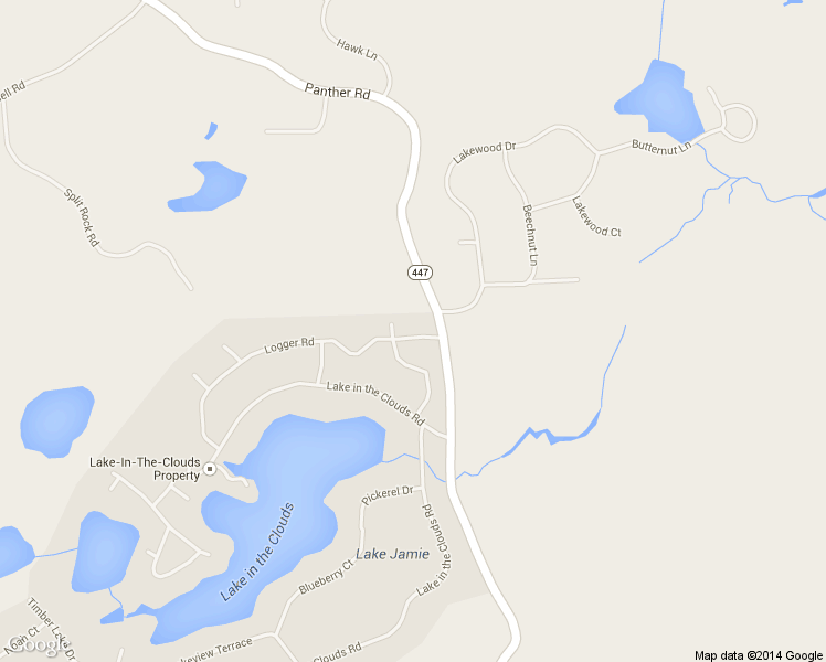 map of restaurants, bars, coffee shops, grocery stores, and more near 103 Logger Road in Canadensis