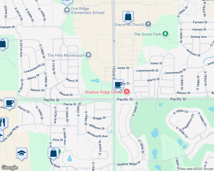 map of restaurants, bars, coffee shops, grocery stores, and more near 19261 Marcy Court in Omaha