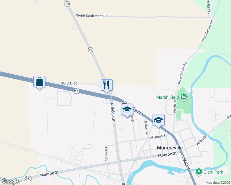map of restaurants, bars, coffee shops, grocery stores, and more near 266 Sandusky Street in Monroeville