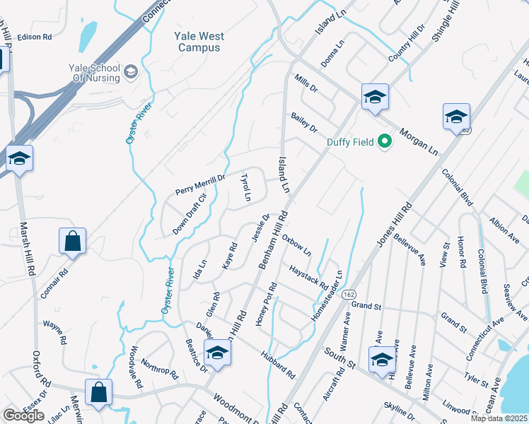map of restaurants, bars, coffee shops, grocery stores, and more near 19 Spruce Peak Lane in West Haven