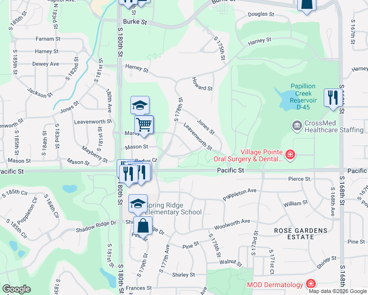 map of restaurants, bars, coffee shops, grocery stores, and more near 903 South 177th Circle in Omaha