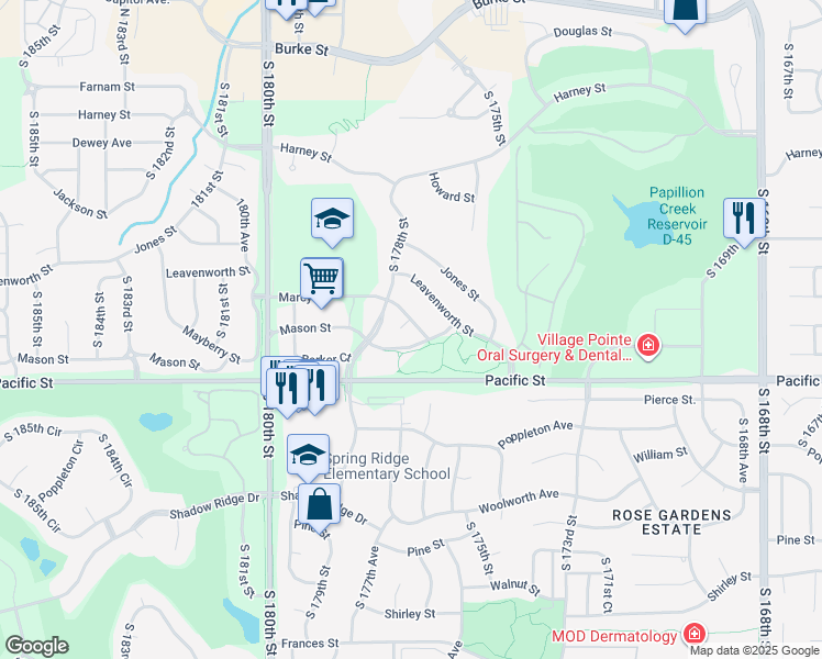 map of restaurants, bars, coffee shops, grocery stores, and more near 903 South 177th Circle in Omaha
