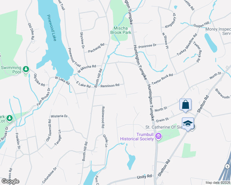 map of restaurants, bars, coffee shops, grocery stores, and more near 33 Beverly Road in Trumbull