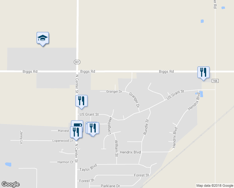 map of restaurants, bars, coffee shops, grocery stores, and more near 218 Granger Drive in LaGrange