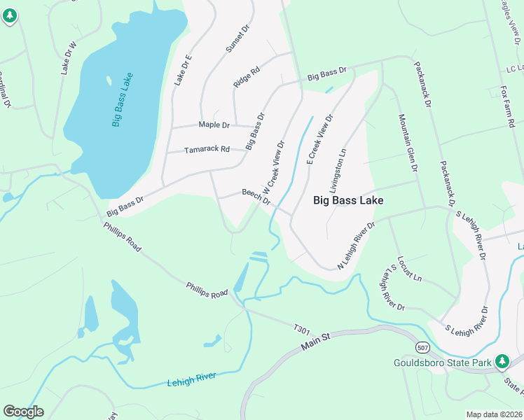 map of restaurants, bars, coffee shops, grocery stores, and more near 70 East Creek View Drive in Gouldsboro