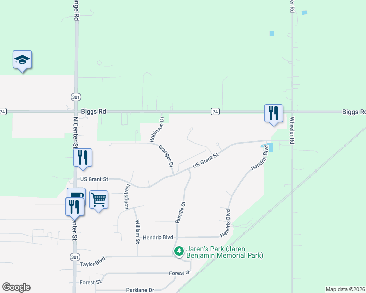 map of restaurants, bars, coffee shops, grocery stores, and more near 812 Buckingham Dr in LaGrange