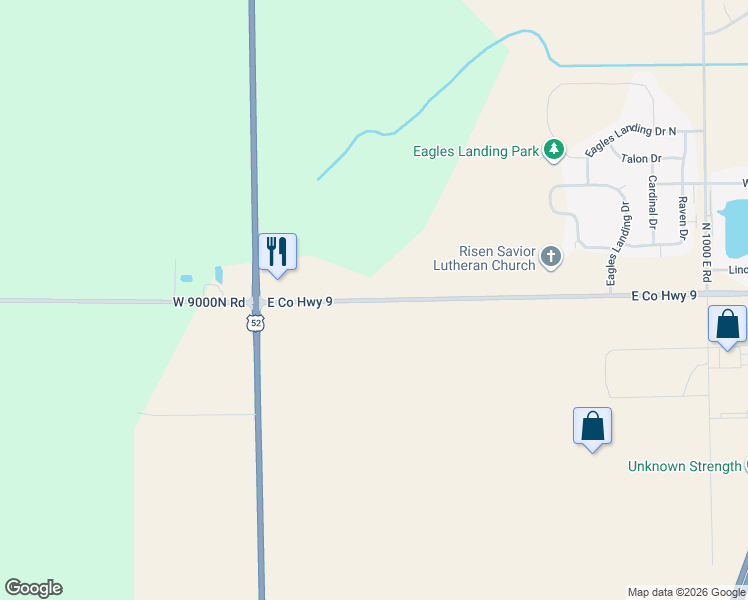 map of restaurants, bars, coffee shops, grocery stores, and more near 9000 Road North in Manteno