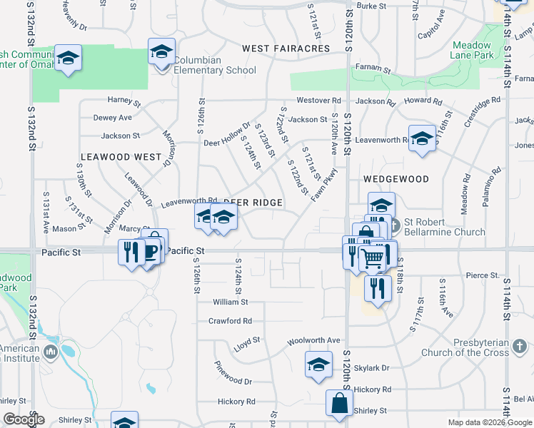 map of restaurants, bars, coffee shops, grocery stores, and more near 1013 South 123rd Circle in Omaha