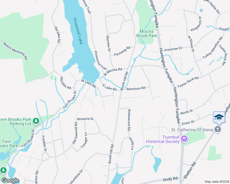 map of restaurants, bars, coffee shops, grocery stores, and more near 14 Southgate Road in Trumbull