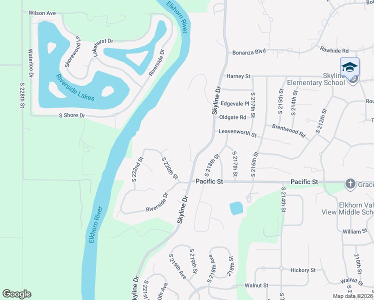 map of restaurants, bars, coffee shops, grocery stores, and more near 1012 Skyline Drive in Omaha
