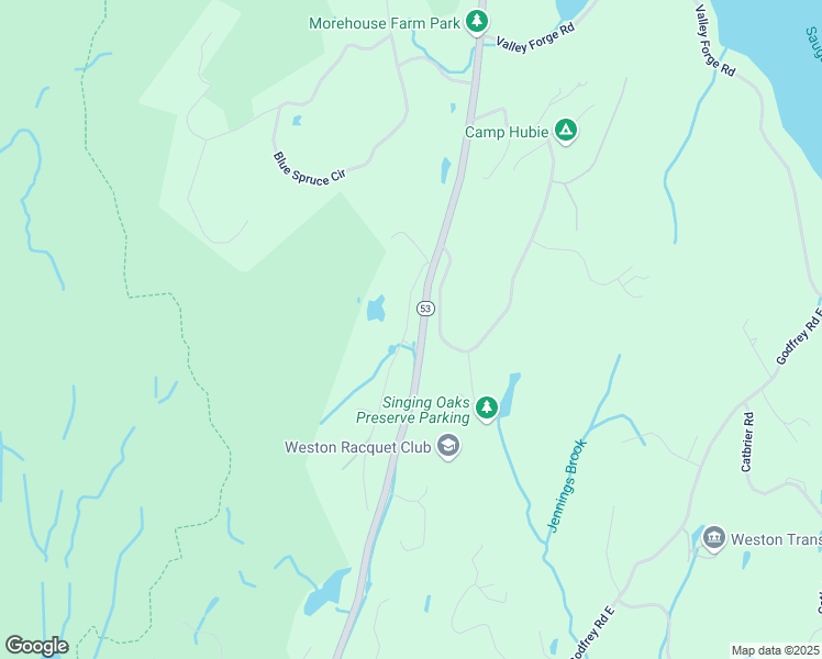 map of restaurants, bars, coffee shops, grocery stores, and more near 105 Ladder Hill Road North in Weston