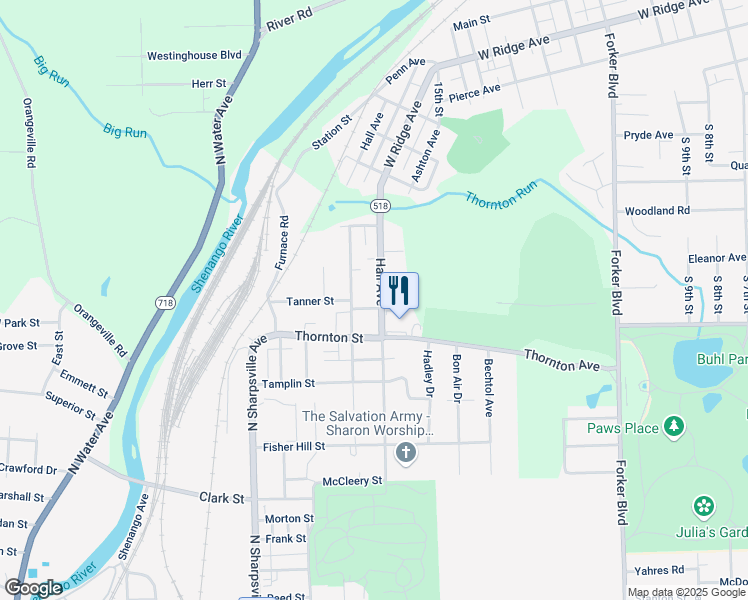 map of restaurants, bars, coffee shops, grocery stores, and more near 665 Thornton Avenue in Sharon