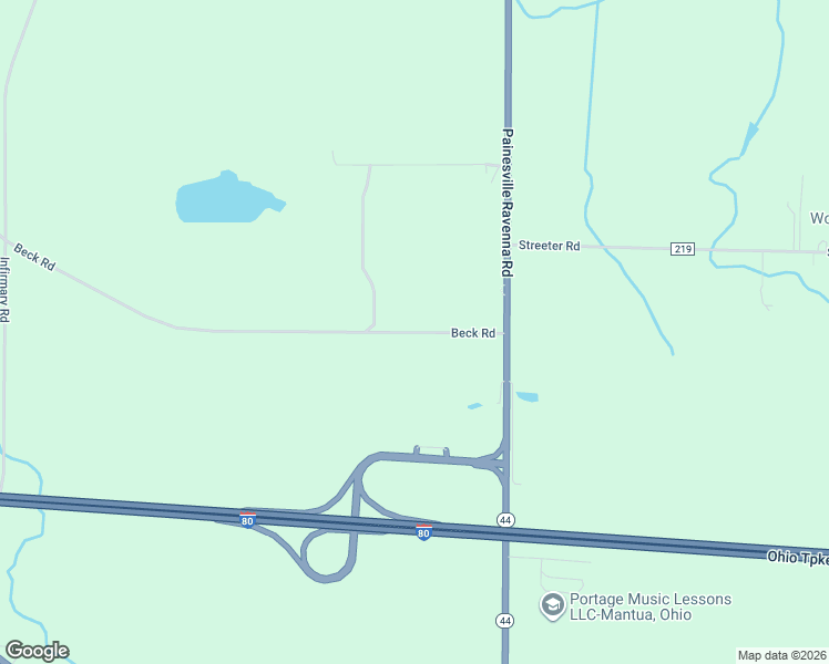 map of restaurants, bars, coffee shops, grocery stores, and more near 4400 Beck Road in Mantua