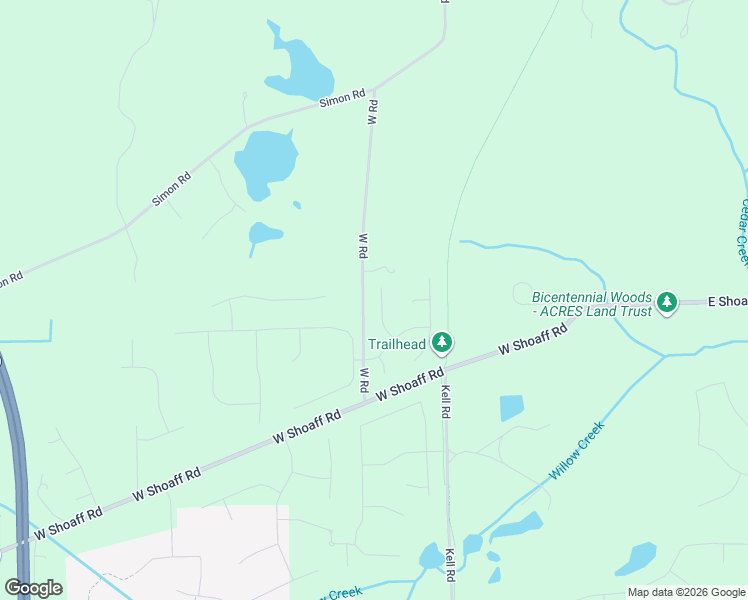 map of restaurants, bars, coffee shops, grocery stores, and more near 17000 West Road in Huntertown
