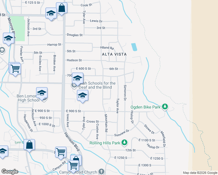 map of restaurants, bars, coffee shops, grocery stores, and more near 710 Polk Avenue in Ogden