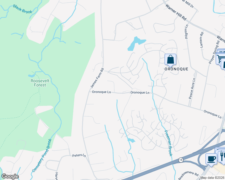 map of restaurants, bars, coffee shops, grocery stores, and more near 170 Oronoque Lane in Stratford