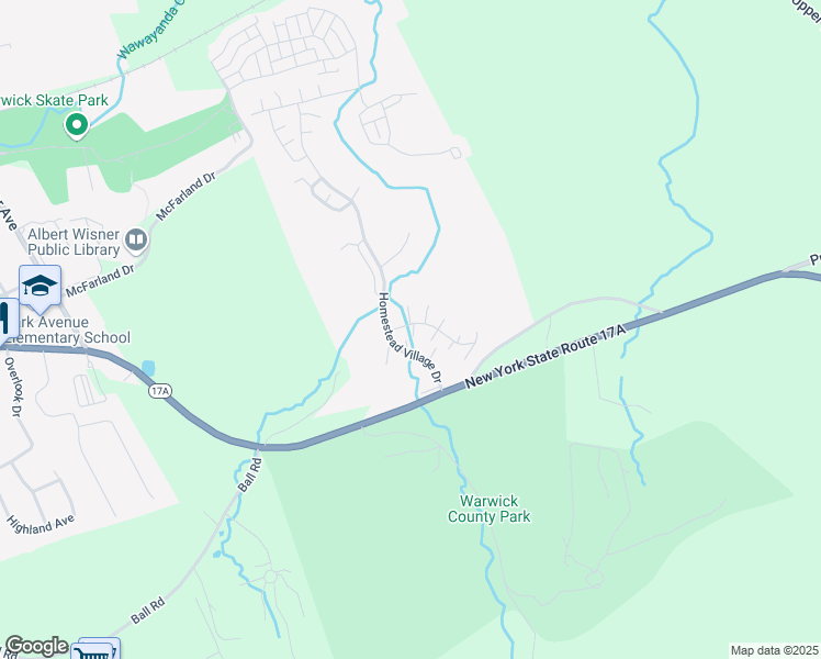 map of restaurants, bars, coffee shops, grocery stores, and more near 22 Olde Wagon Road in Warwick