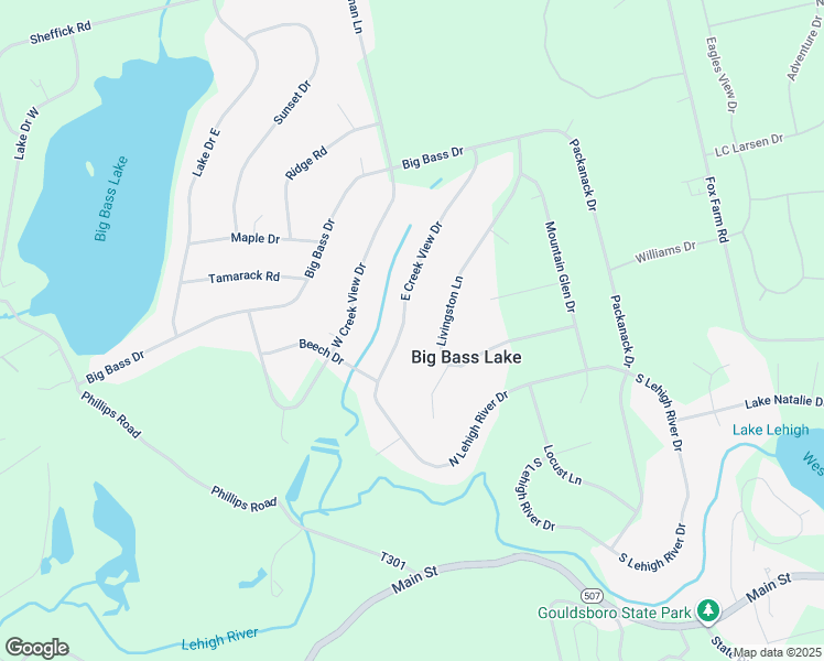 map of restaurants, bars, coffee shops, grocery stores, and more near 26 East Creek View Drive in Big Bass Lake