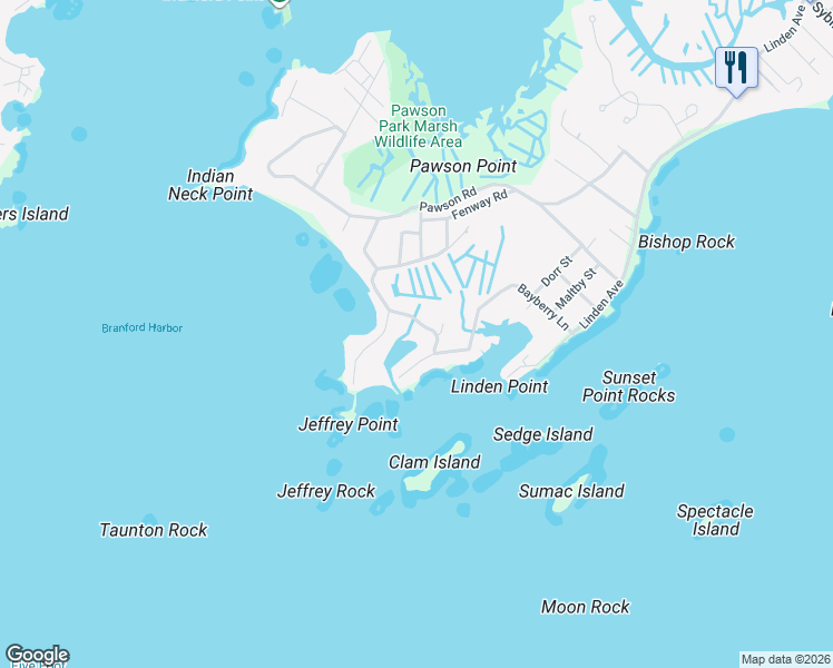map of restaurants, bars, coffee shops, grocery stores, and more near 94 Summer Island Road in Branford