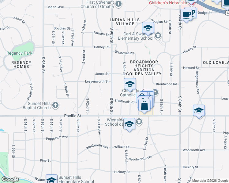 map of restaurants, bars, coffee shops, grocery stores, and more near 817 South 90th Street in Omaha