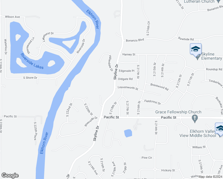 map of restaurants, bars, coffee shops, grocery stores, and more near 810 Skyline Drive in Omaha