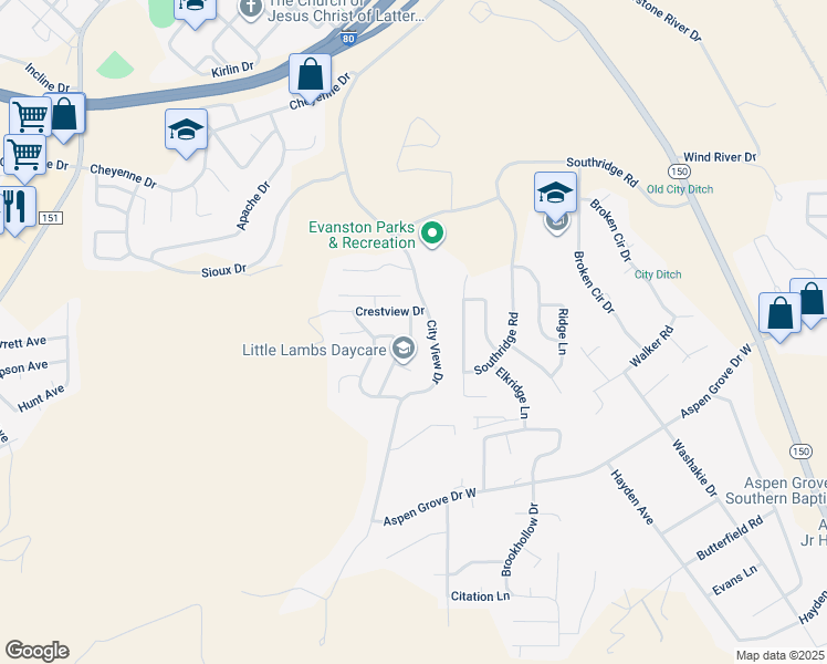 map of restaurants, bars, coffee shops, grocery stores, and more near 231-237 Laredo Road in Evanston
