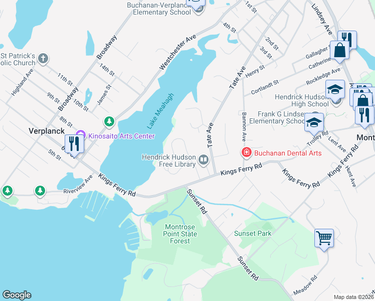 map of restaurants, bars, coffee shops, grocery stores, and more near 234 Coachlight Square in Montrose