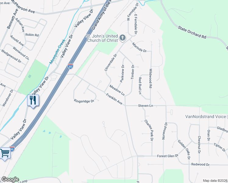 map of restaurants, bars, coffee shops, grocery stores, and more near 300 Meadow Lane in Council Bluffs