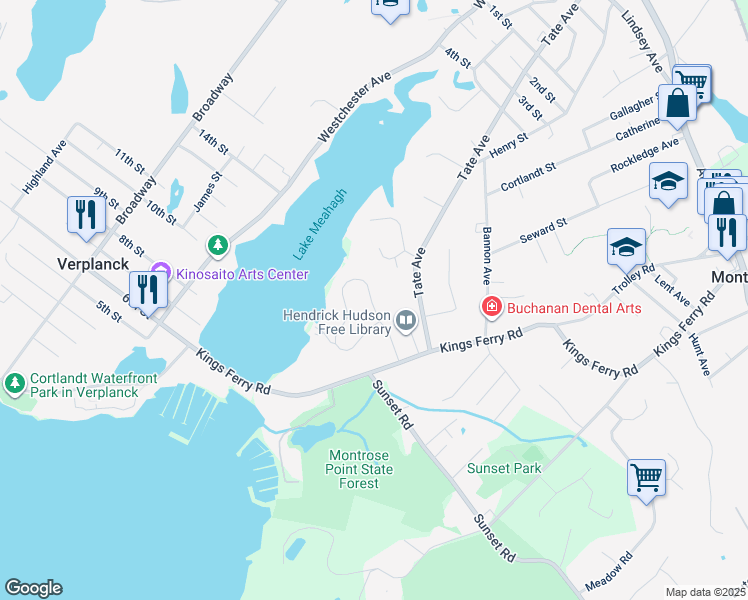 map of restaurants, bars, coffee shops, grocery stores, and more near 234 Coachlight Square in Montrose