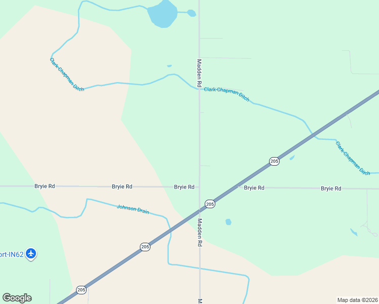 map of restaurants, bars, coffee shops, grocery stores, and more near 18103 Madden Road in Churubusco