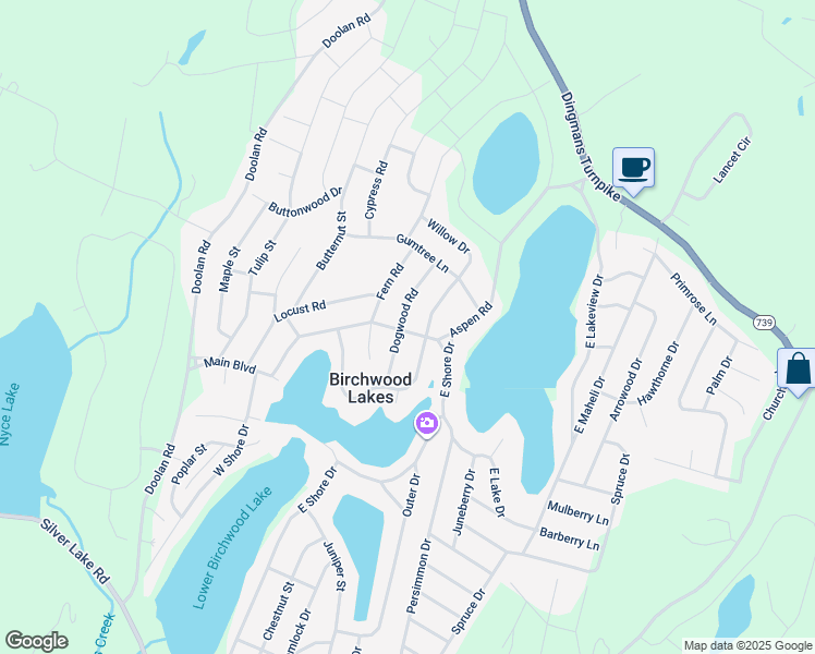 map of restaurants, bars, coffee shops, grocery stores, and more near 116 Dogwood Road in Dingmans Ferry