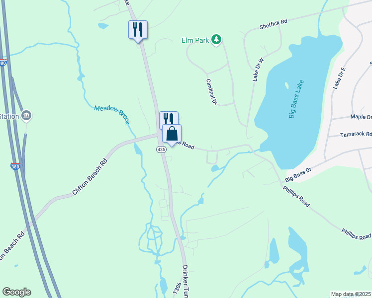 map of restaurants, bars, coffee shops, grocery stores, and more near 331 Phillips Road in Lackawanna County