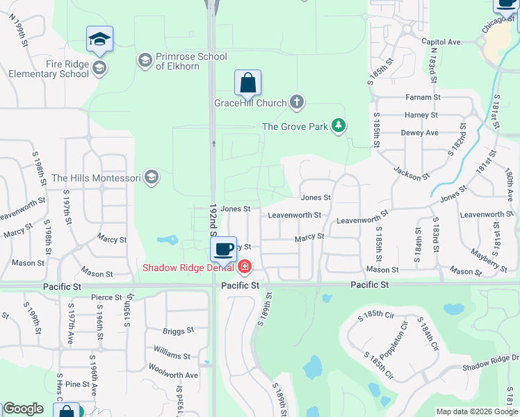 map of restaurants, bars, coffee shops, grocery stores, and more near 805 South 190th Avenue in Omaha