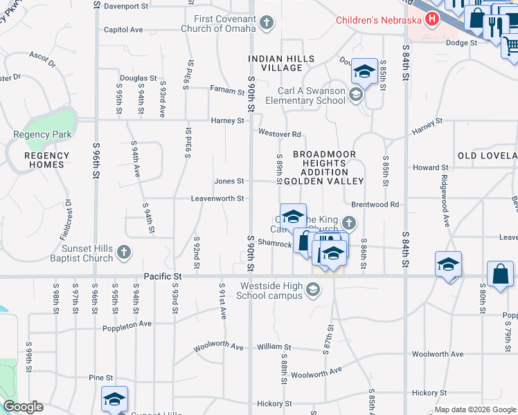map of restaurants, bars, coffee shops, grocery stores, and more near 817 South 90th Street in Omaha