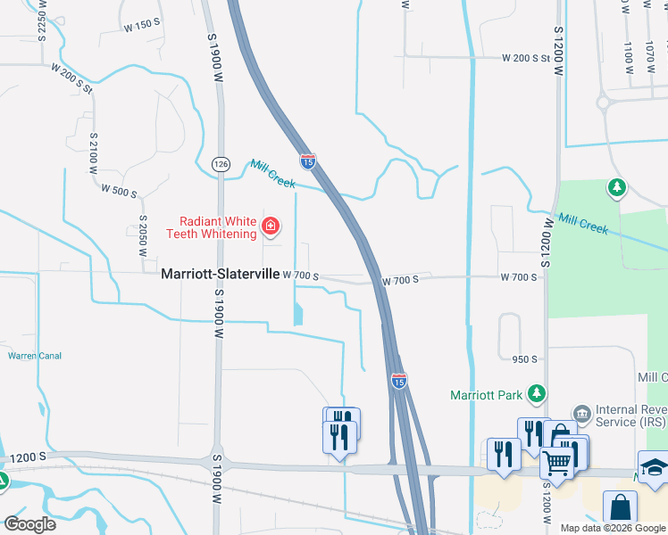map of restaurants, bars, coffee shops, grocery stores, and more near 1660 West 700 South in Ogden