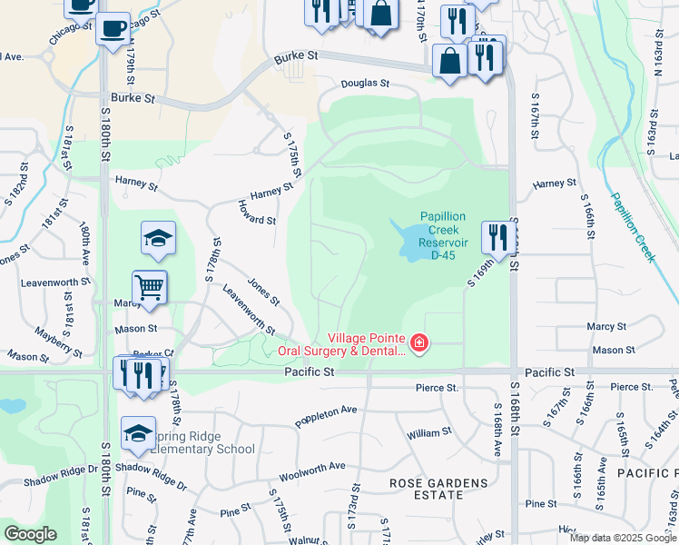 map of restaurants, bars, coffee shops, grocery stores, and more near 805 South 173rd Court in Omaha