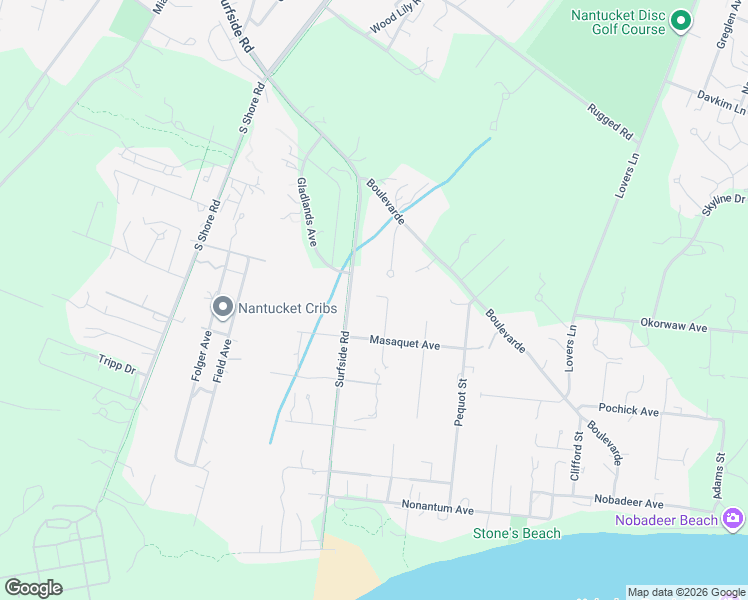 map of restaurants, bars, coffee shops, grocery stores, and more near 134 Surfside Road in Nantucket