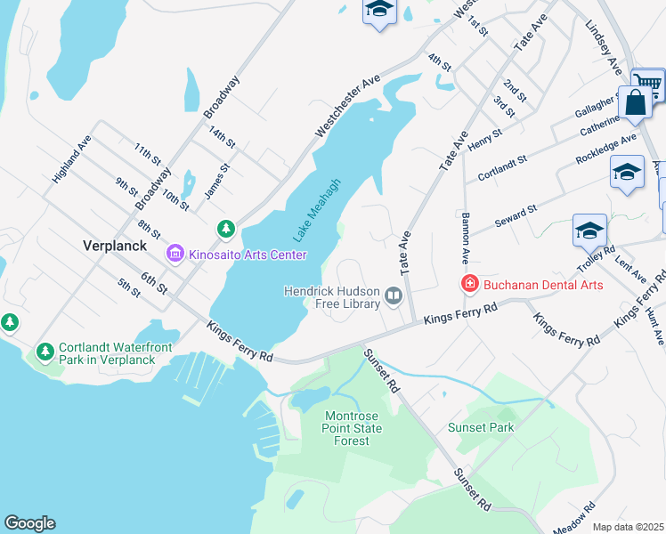 map of restaurants, bars, coffee shops, grocery stores, and more near 41 Coachlight Square in Montrose