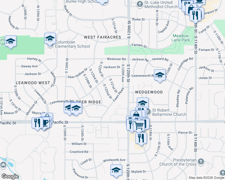 map of restaurants, bars, coffee shops, grocery stores, and more near 842 South 122nd Street in Omaha