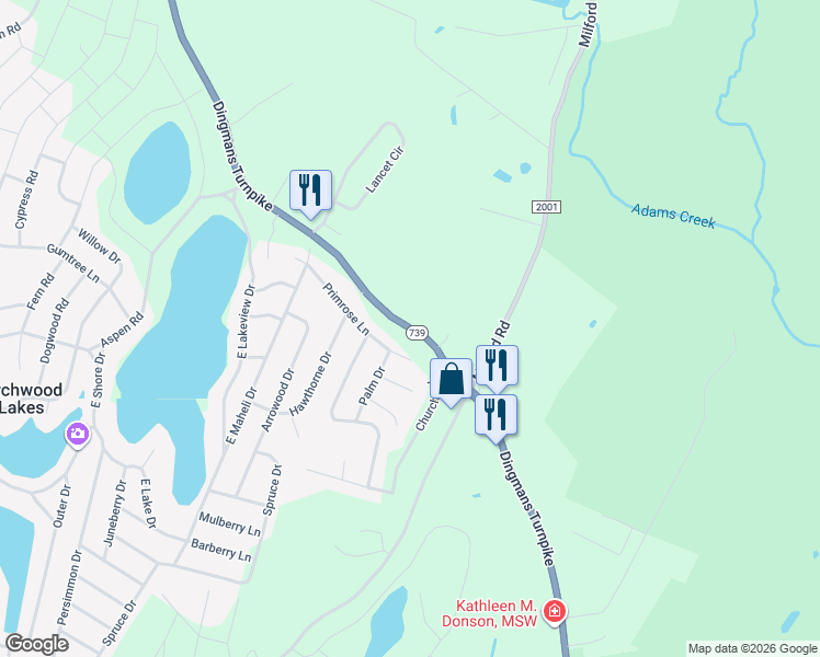 map of restaurants, bars, coffee shops, grocery stores, and more near Dingmans Turnpike in Dingmans Ferry